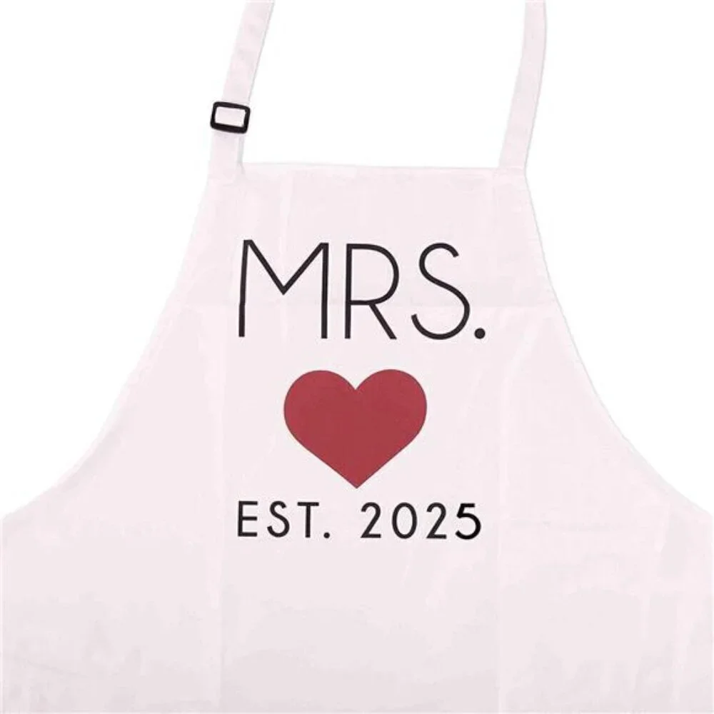 Mr. and Mrs. Couples Kitchen Aprons (2-Piece Set) Cute Cooking Bibs Wedding